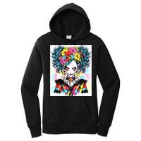 Elegant Edge: Vibrant Rebellious Design With Floral Accents Women's Pullover Hoodie