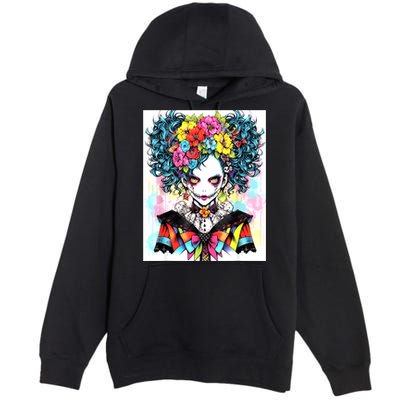 Elegant Edge: Vibrant Rebellious Design With Floral Accents Premium Pullover Hoodie