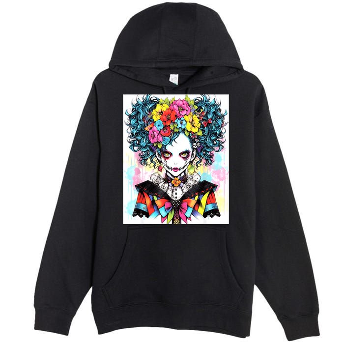 Elegant Edge: Vibrant Rebellious Design With Floral Accents Premium Pullover Hoodie
