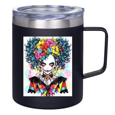 Elegant Edge: Vibrant Rebellious Design With Floral Accents 12oz Stainless Steel Coffee Mug