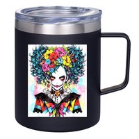 Elegant Edge: Vibrant Rebellious Design With Floral Accents 12oz Stainless Steel Coffee Mug