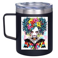 Elegant Edge: Vibrant Rebellious Design With Floral Accents 12oz Stainless Steel Coffee Mug