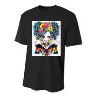 Elegant Edge: Vibrant Rebellious Design With Floral Accents Youth Performance Sprint T-Shirt