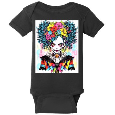 Elegant Edge: Vibrant Rebellious Design With Floral Accents Baby Bodysuit
