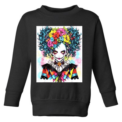 Elegant Edge: Vibrant Rebellious Design With Floral Accents Toddler Sweatshirt