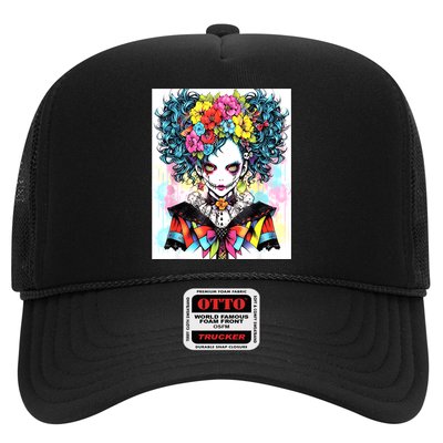 Elegant Edge: Vibrant Rebellious Design With Floral Accents Trucker Hat