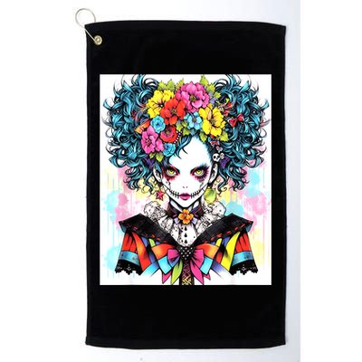 Elegant Edge: Vibrant Rebellious Design With Floral Accents Golf Towel