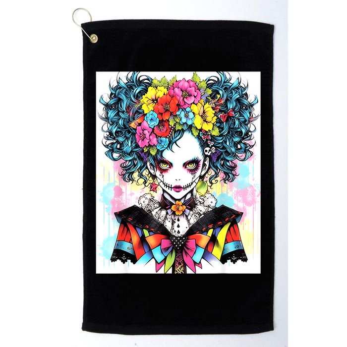 Elegant Edge: Vibrant Rebellious Design With Floral Accents Golf Towel