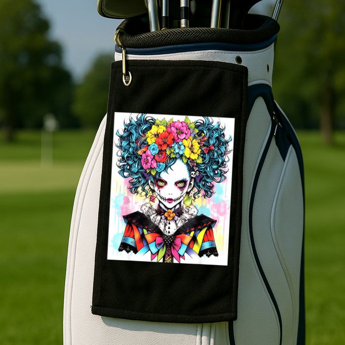 Elegant Edge: Vibrant Rebellious Design With Floral Accents Golf Towel