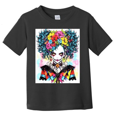 Elegant Edge: Vibrant Rebellious Design With Floral Accents Toddler T-Shirt