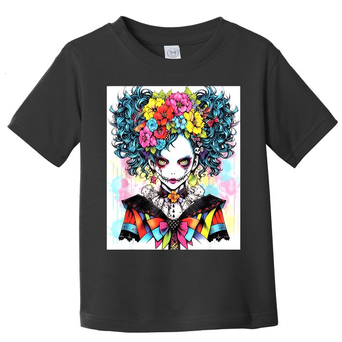 Elegant Edge: Vibrant Rebellious Design With Floral Accents Toddler T-Shirt