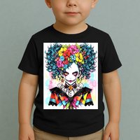 Elegant Edge: Vibrant Rebellious Design With Floral Accents Toddler T-Shirt