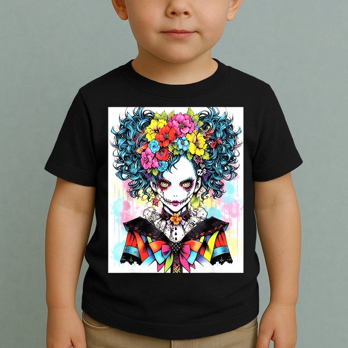 Elegant Edge: Vibrant Rebellious Design With Floral Accents Toddler T-Shirt