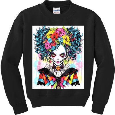 Elegant Edge: Vibrant Rebellious Design With Floral Accents Kids Sweatshirt