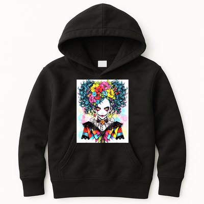 Elegant Edge: Vibrant Rebellious Design With Floral Accents Kids Hoodie