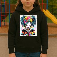 Elegant Edge: Vibrant Rebellious Design With Floral Accents Kids Hoodie