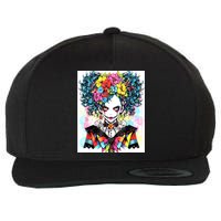 Elegant Edge: Vibrant Rebellious Design With Floral Accents Wool Snapback Cap