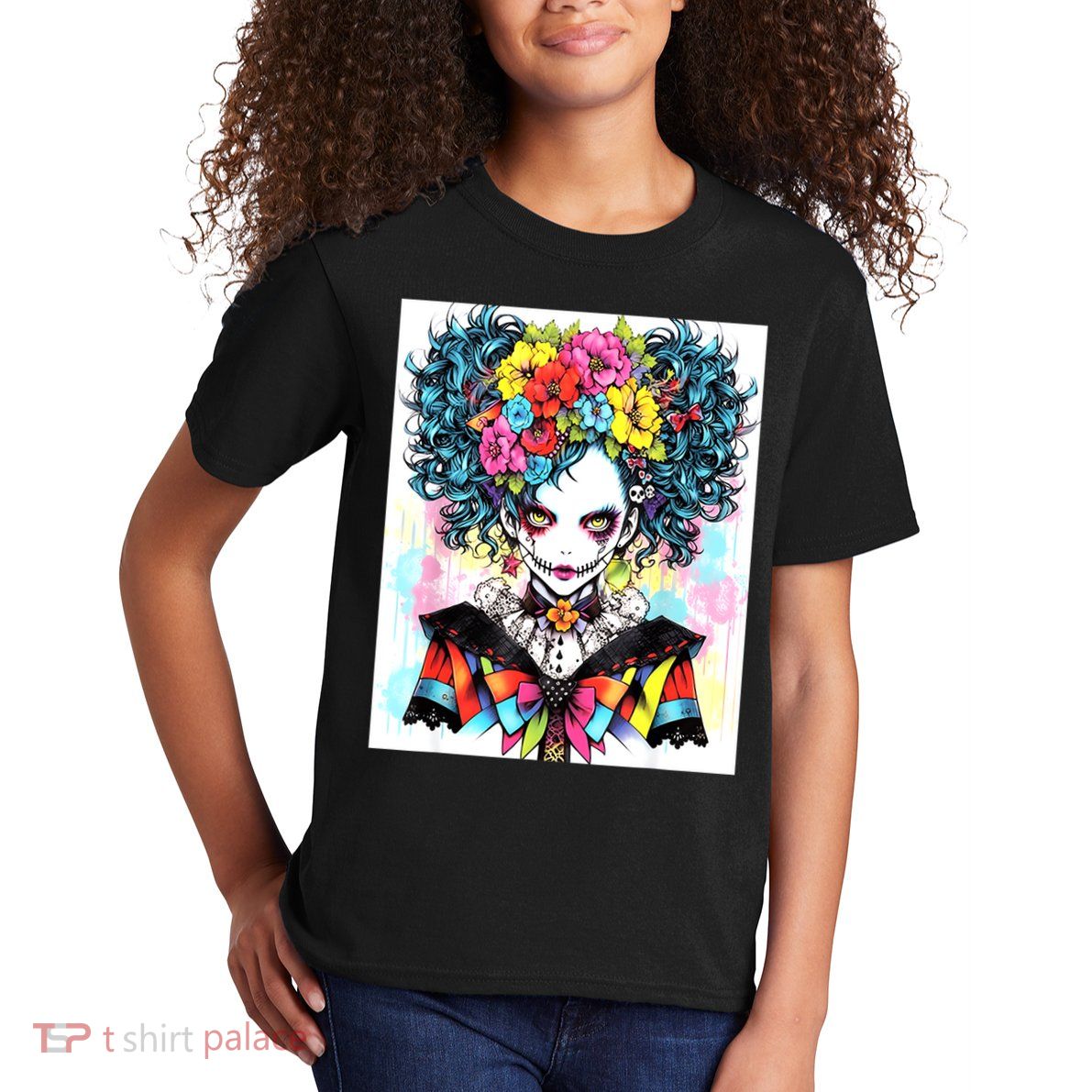 Elegant Edge: Vibrant Rebellious Design With Floral Accents Kids T-Shirt