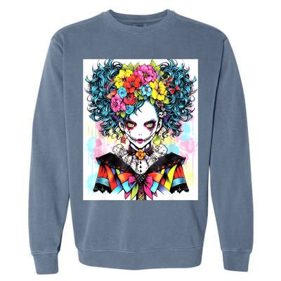 Elegant Edge: Vibrant Rebellious Design With Floral Accents Garment-Dyed Sweatshirt