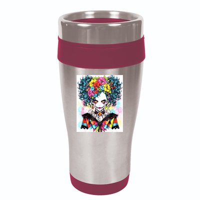 Elegant Edge: Vibrant Rebellious Design With Floral Accents 16oz Travel Tumbler