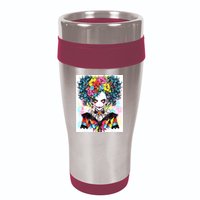 Elegant Edge: Vibrant Rebellious Design With Floral Accents 16oz Travel Tumbler