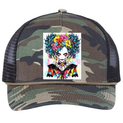 Elegant Edge: Vibrant Rebellious Design With Floral Accents Retro Rope Trucker Hat Cap