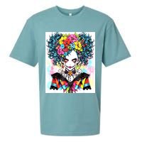 Elegant Edge: Vibrant Rebellious Design With Floral Accents Sueded Cloud Jersey T-Shirt