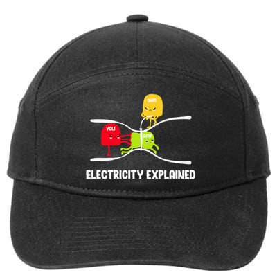 Electricity Explained Volt Ohm Amp Funny Electrician 7-Panel Snapback Hat