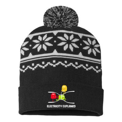 Electricity Explained Volt Ohm Amp Funny Electrician USA-Made Snowflake Beanie