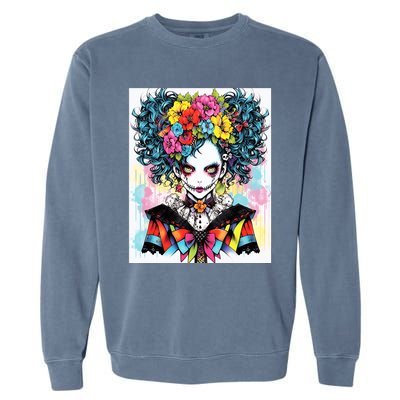 Elegant Edge: Vibrant Rebellious Design With Floral Accents Garment-Dyed Sweatshirt