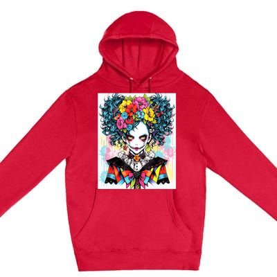 Elegant Edge: Vibrant Rebellious Design With Floral Accents Premium Pullover Hoodie