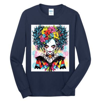 Elegant Edge: Vibrant Rebellious Design With Floral Accents Tall Long Sleeve T-Shirt