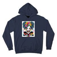 Elegant Edge: Vibrant Rebellious Design With Floral Accents Tall Hoodie