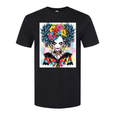 Elegant Edge: Vibrant Rebellious Design With Floral Accents Softstyle® CVC T-Shirt