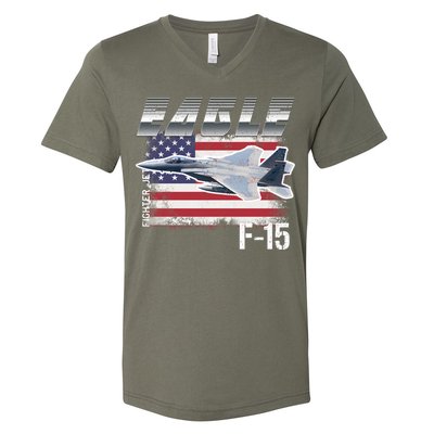Eagle F 15 Aircraft V-Neck T-Shirt