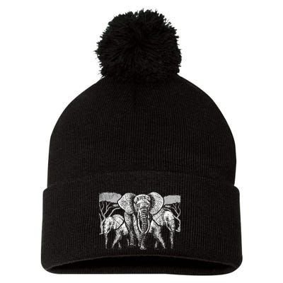Elephant Family Africa Safari Zoo Keeper Gift Elephant Pom Pom 12in Knit Beanie