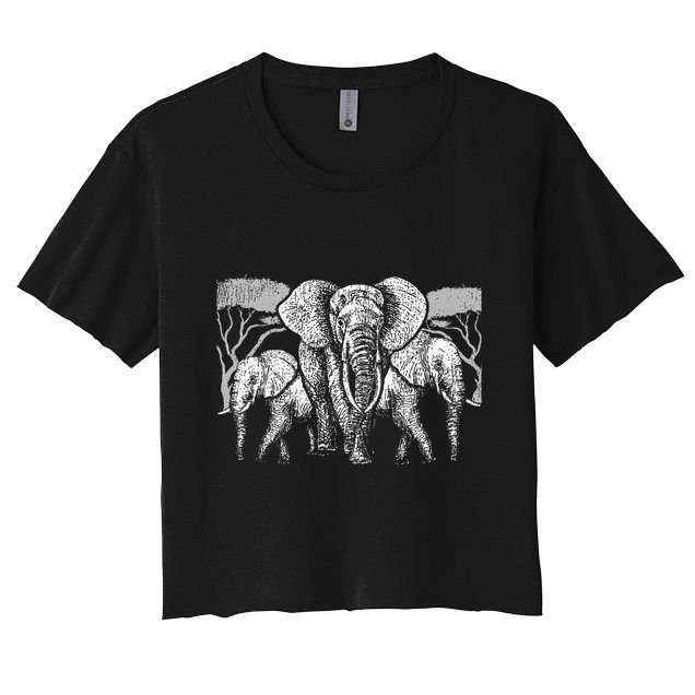 Elephant Family Africa Safari Zoo Keeper Gift Elephant Crop Top