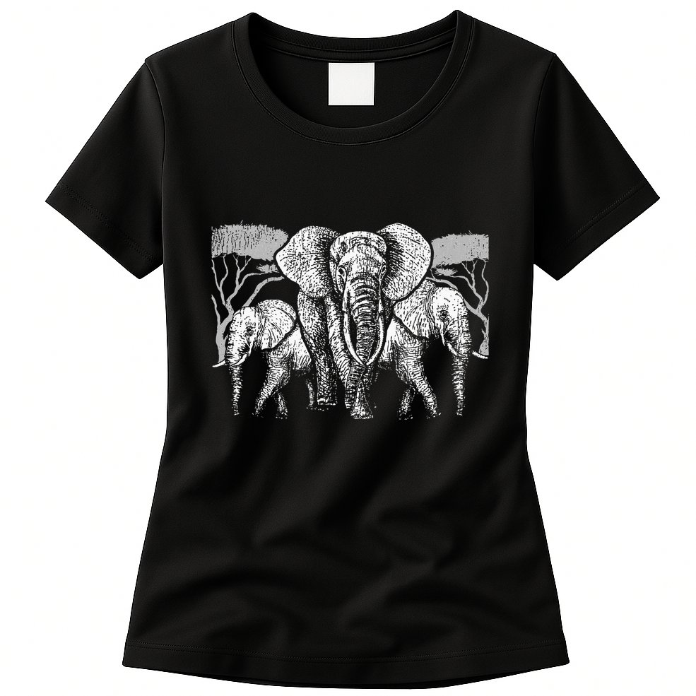 Elephant Family Africa Safari Zoo Keeper Gift Elephant Womens T-Shirt