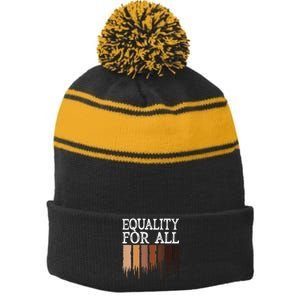 Equality For All Black History Month Pride Stripe Pom Pom Beanie