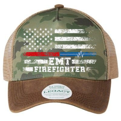 Emt Firefighter American Flag Proud Firefighter Emt Legacy Tie Dye Trucker Hat