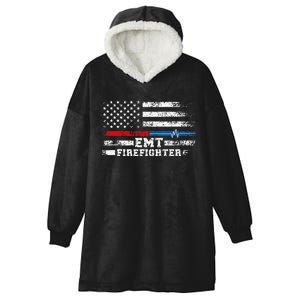 Emt Firefighter American Flag Proud Firefighter Emt Hooded Wearable Blanket