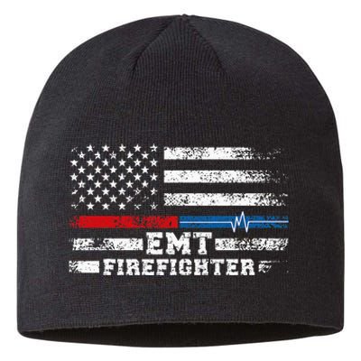 Emt Firefighter American Flag Proud Firefighter Emt Sustainable Beanie