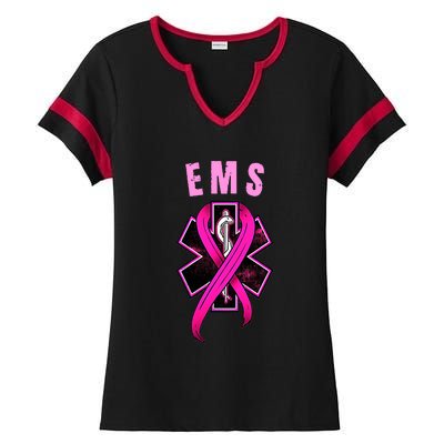 EMS For A Cure Breast Cancer Awareness Ladies Halftime Notch Neck Tee