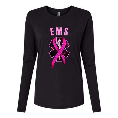 EMS For A Cure Breast Cancer Awareness Womens Cotton Relaxed Long Sleeve T-Shirt