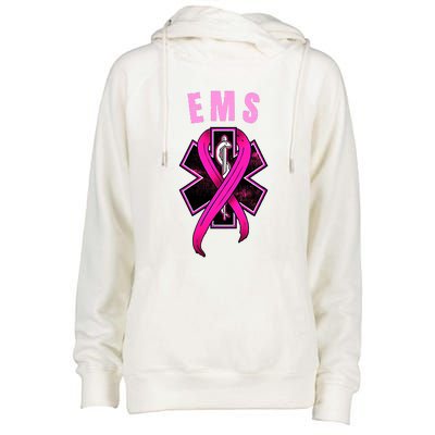 EMS For A Cure Breast Cancer Awareness Womens Funnel Neck Pullover Hood