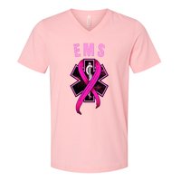 EMS For A Cure Breast Cancer Awareness V-Neck T-Shirt