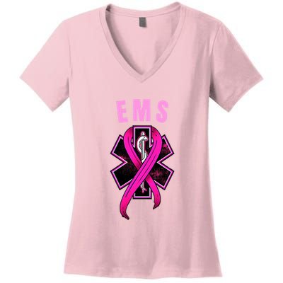 EMS For A Cure Breast Cancer Awareness Women's V-Neck T-Shirt