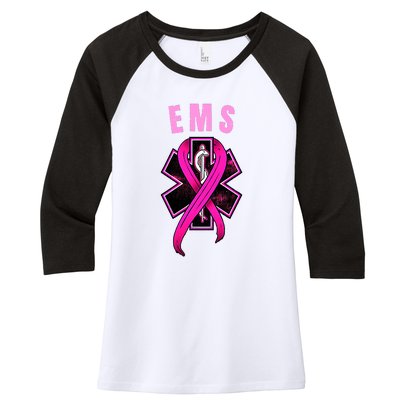 EMS For A Cure Breast Cancer Awareness Women's Tri-Blend 3/4-Sleeve Raglan Shirt