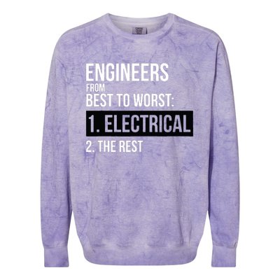 Engineers From Best To Worst Electrical Engineering Colorblast Crewneck Sweatshirt