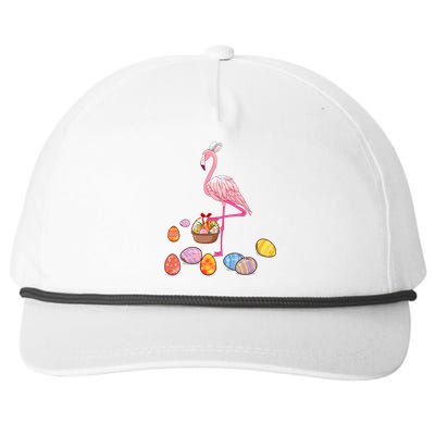 Easter Flamingo Bunny Lovers Egg Basket Funny Easter Gift Snapback Five-Panel Rope Hat